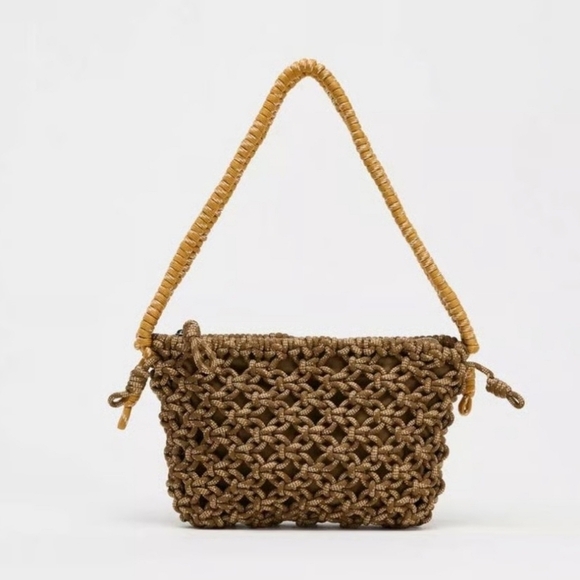 Zara Handbags - Zara Tan Woven Shoulder Bag